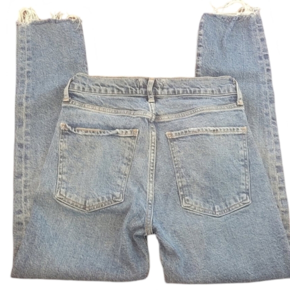 AGOLDE Toni Mid Rise Straight Leg Raw Hem Jeans 25 Light Wash Denim - Picture 5 of 7